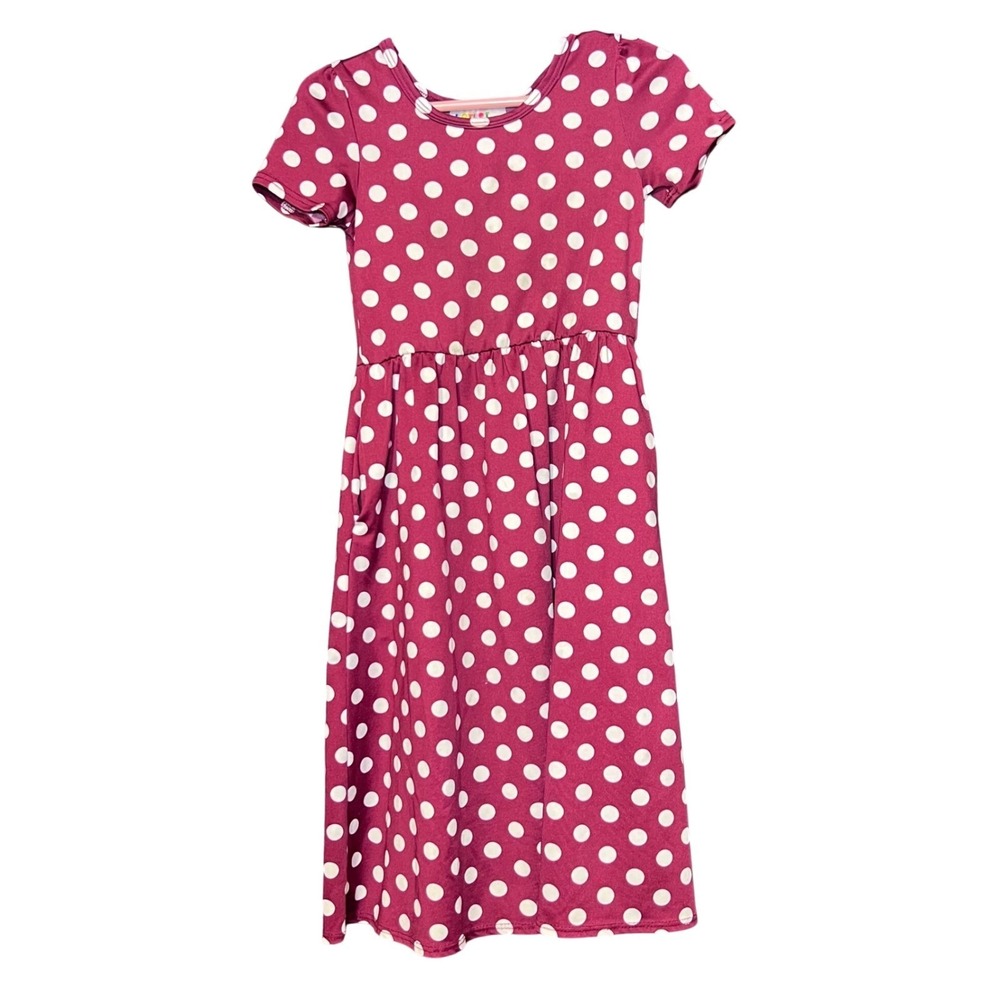DotDot Smile Toddler Girls Size 2T Polka Dot Dress Burgundy White Short Sleeve